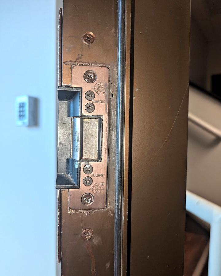 Electric strike in a door frame